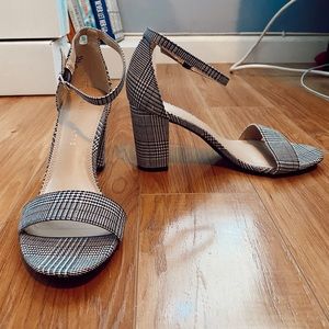 KELLY & KATIE Plaid Ankle Strap Heel